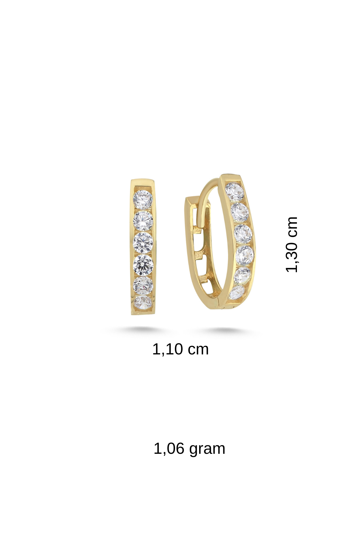 14 Ayar Altın Taşlı Oval Halka Küpe