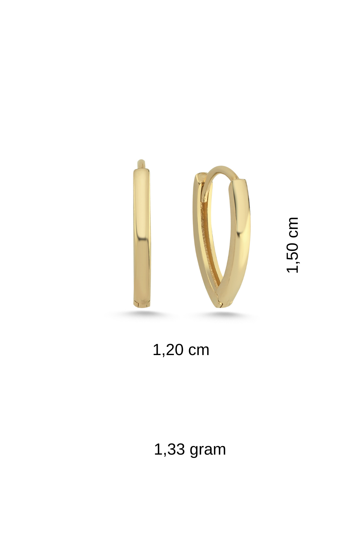 14 Ayar Altın V Halka Küpe