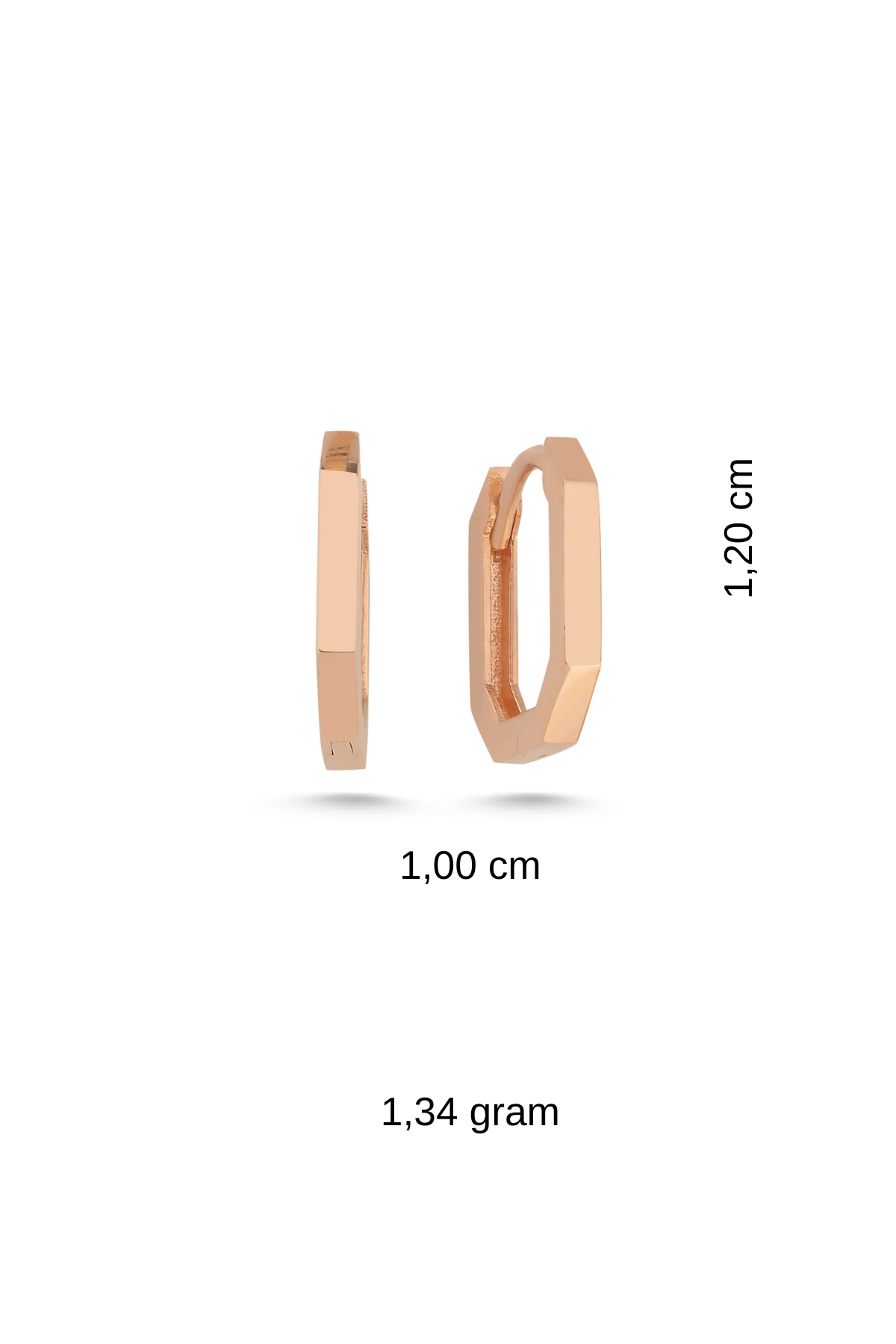 14 Ayar Altın Köşeli Rose Halka Küpe