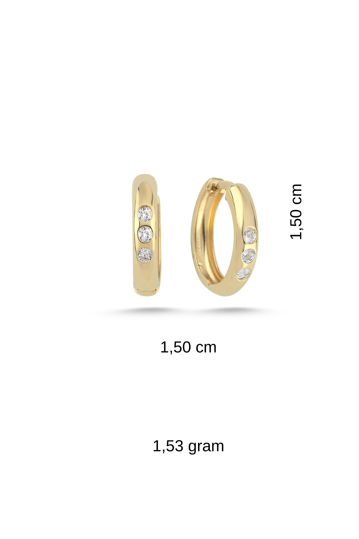 14 Ayar Altın Taşlı Halka Küpe