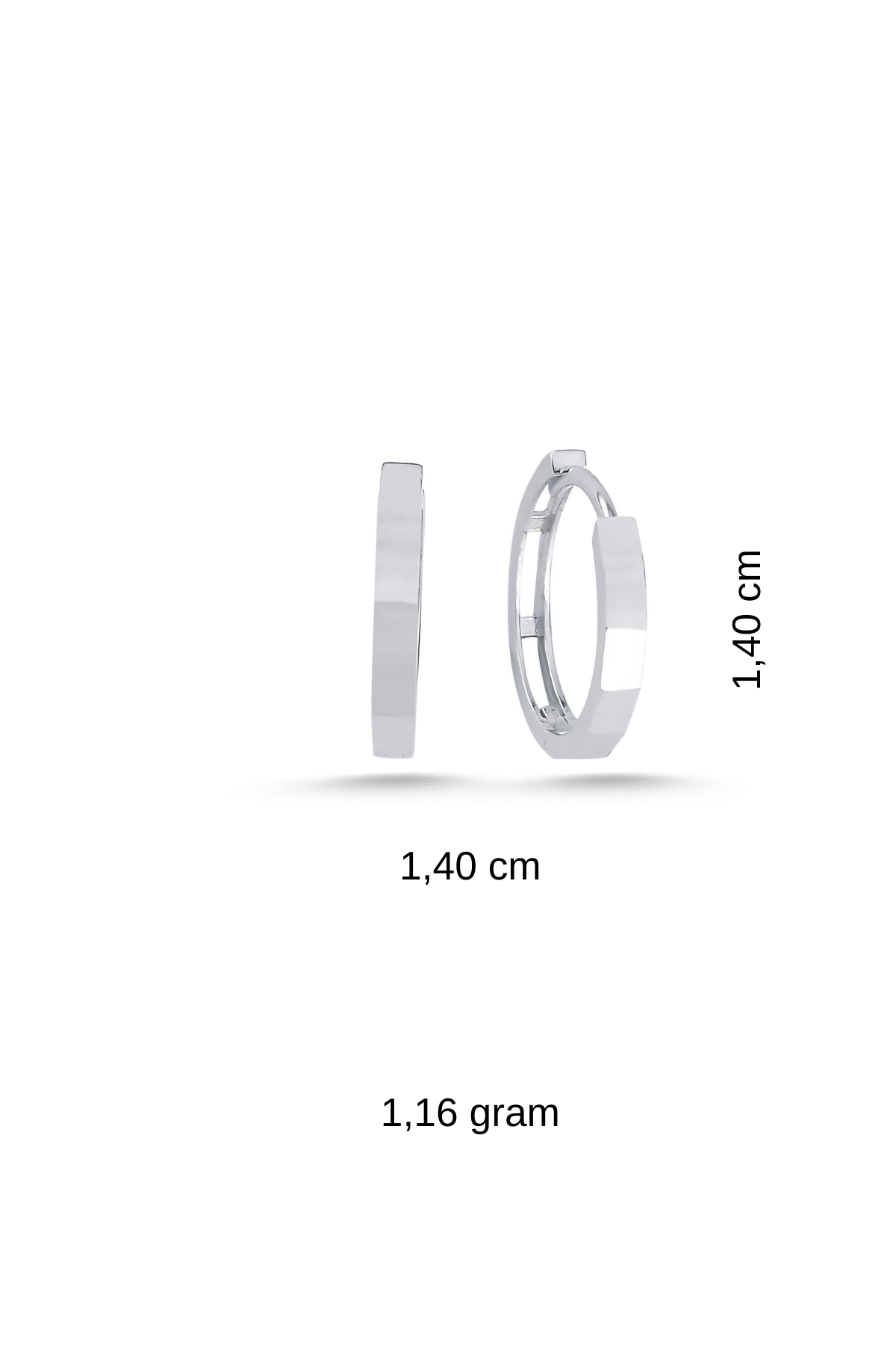 14 Ayar Altın Köşeli Beyaz Halka Küpe