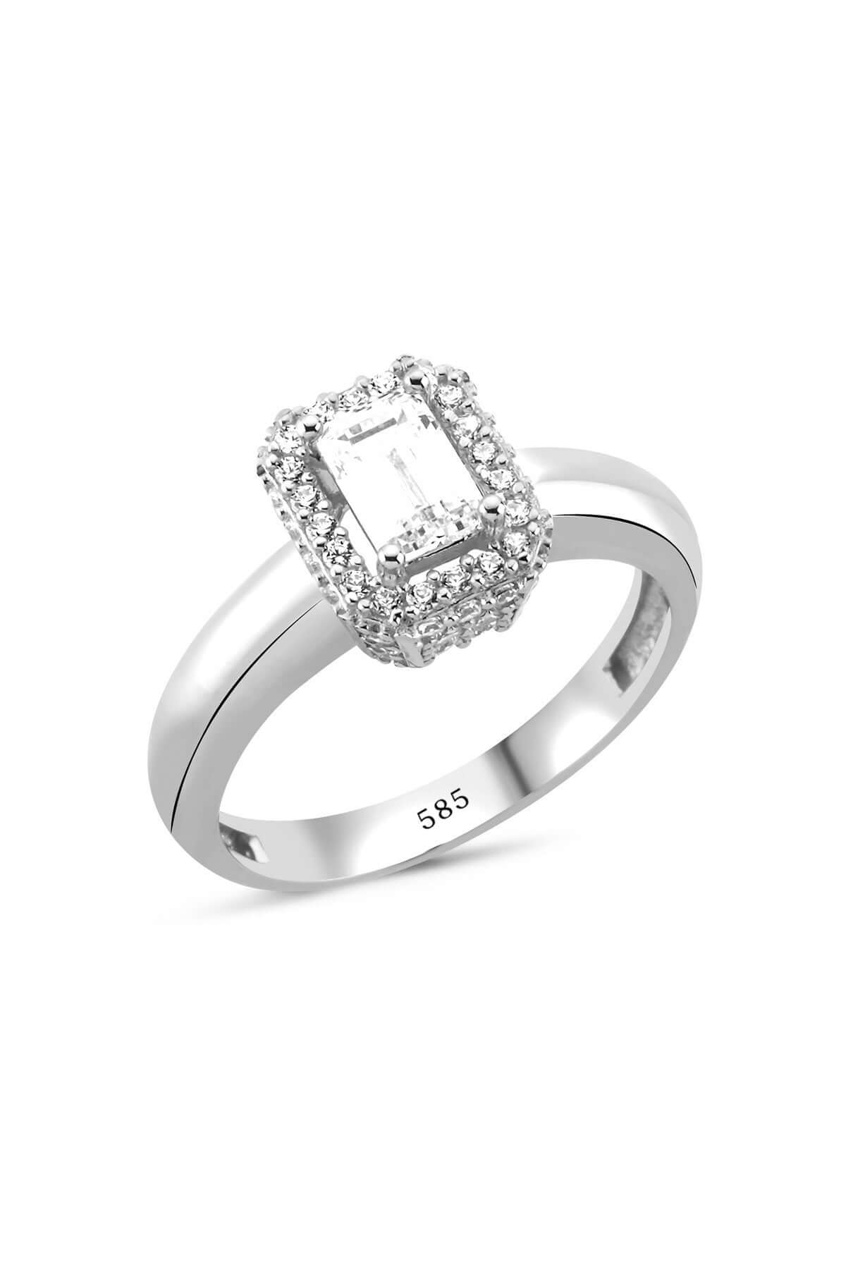 14 Ayar Altın Zirkon Taşlı Baget Yüzük