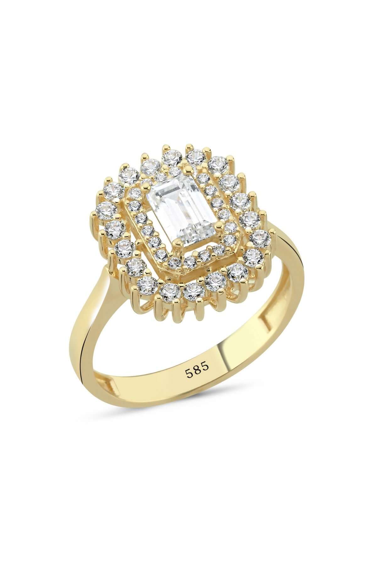 14 Ayar Altın Taşlı Baget Yüzük