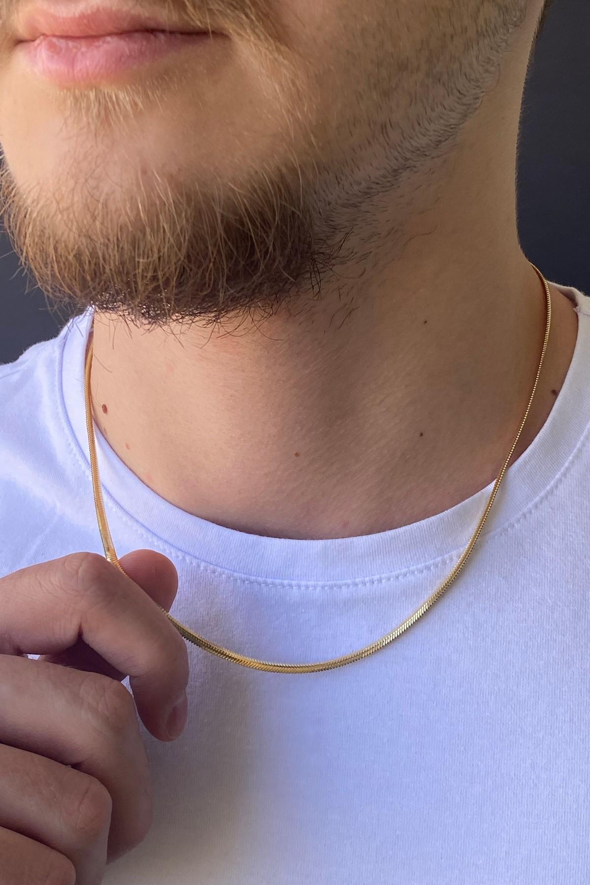 14 Ayar Altın Erkek Balık Sırtı Zincir Kolye