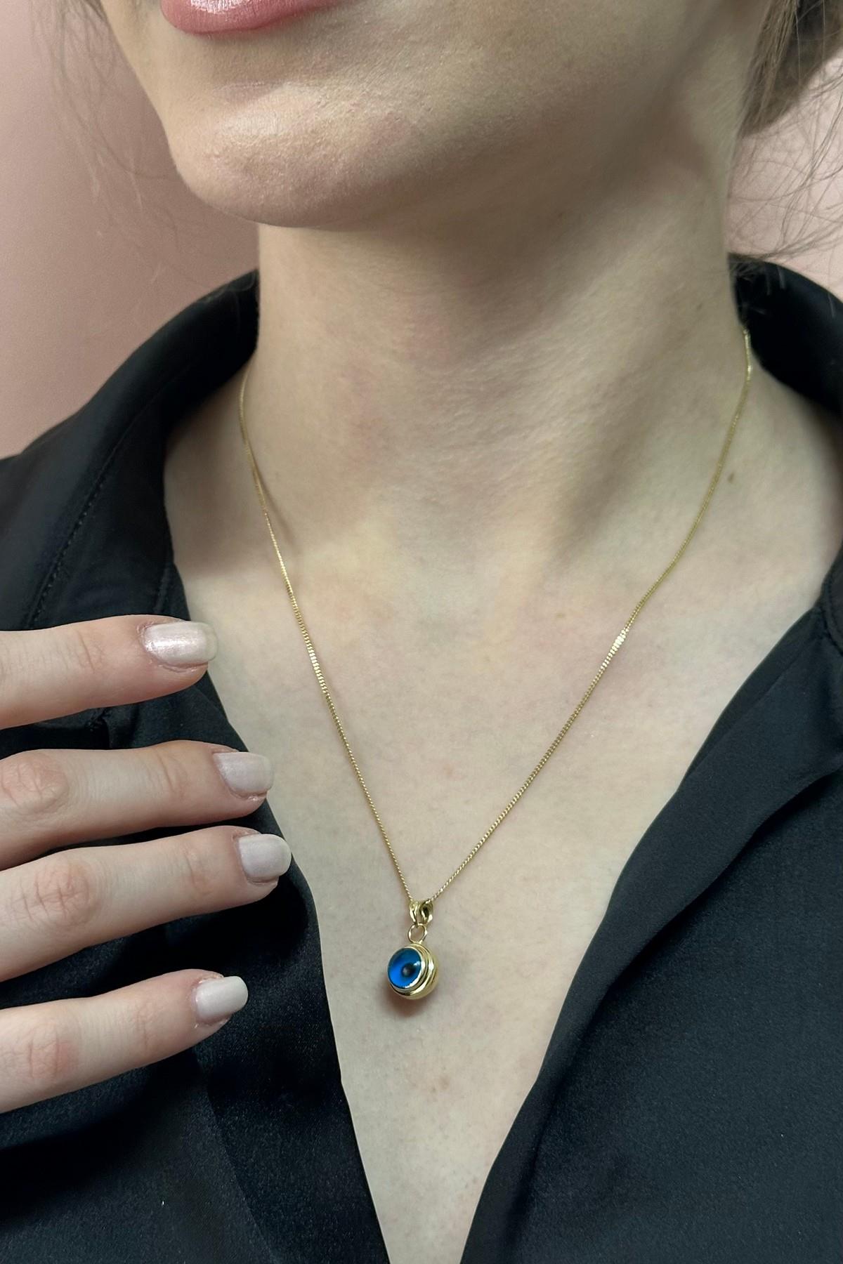 14 Ayar Altın Nazar Boncuklu Kolye