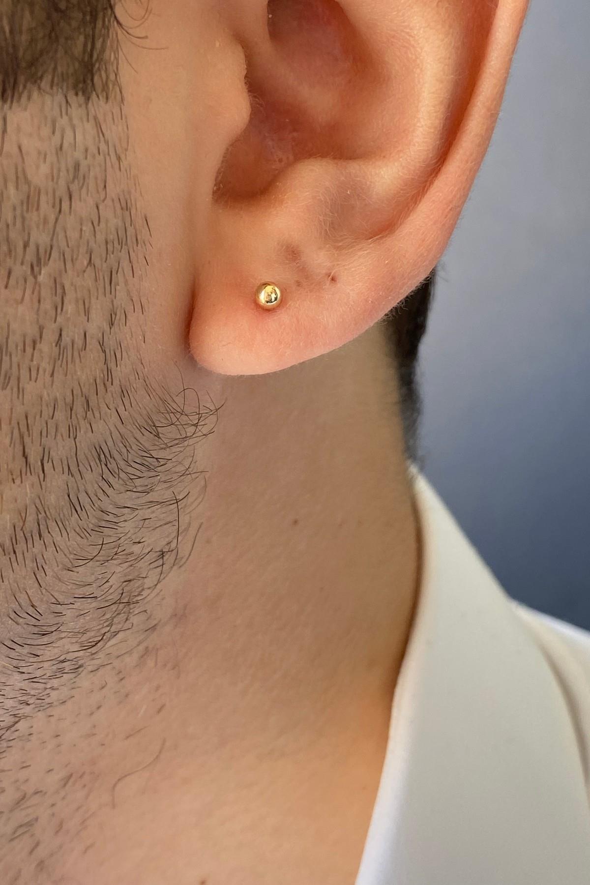 14 Ayar Altın Erkek Top Küpe