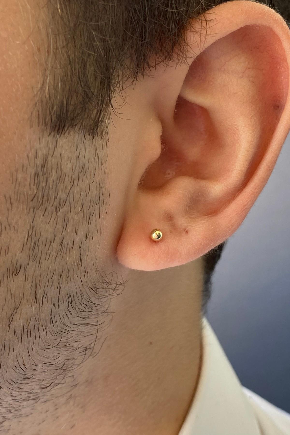 14 Ayar Altın Erkek Top Küpe