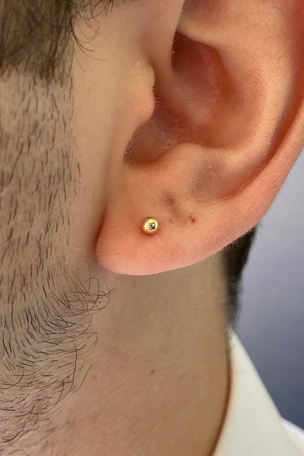14 Ayar Altın Erkek Top Küpe
